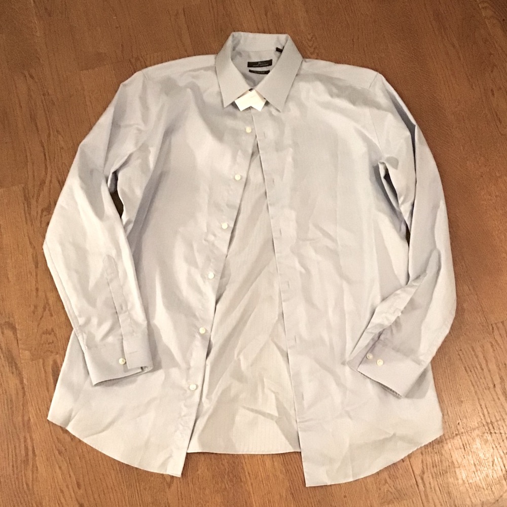 Marc Anthony silver/blue/gray button down dress shirt for men